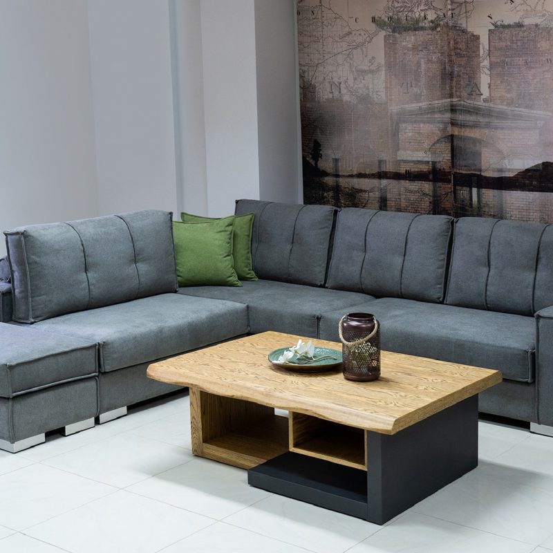 Πολυμορφικός Καναπές Γωνία Nikoletta με Σκαμπό