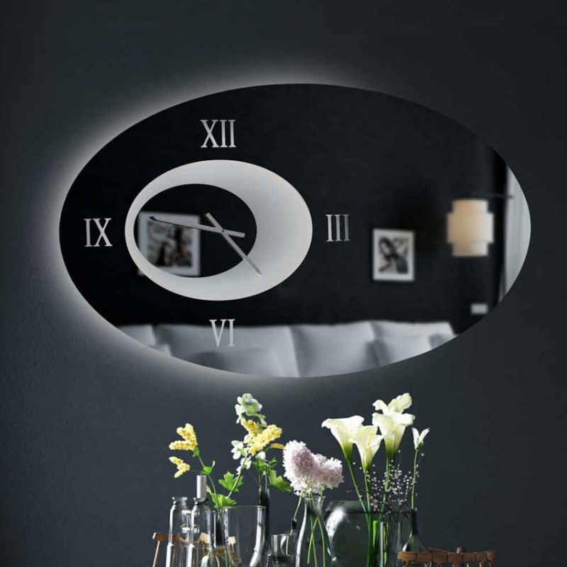 L110 Καθρέπτης Τοίχου Ρολόι Φιμέ