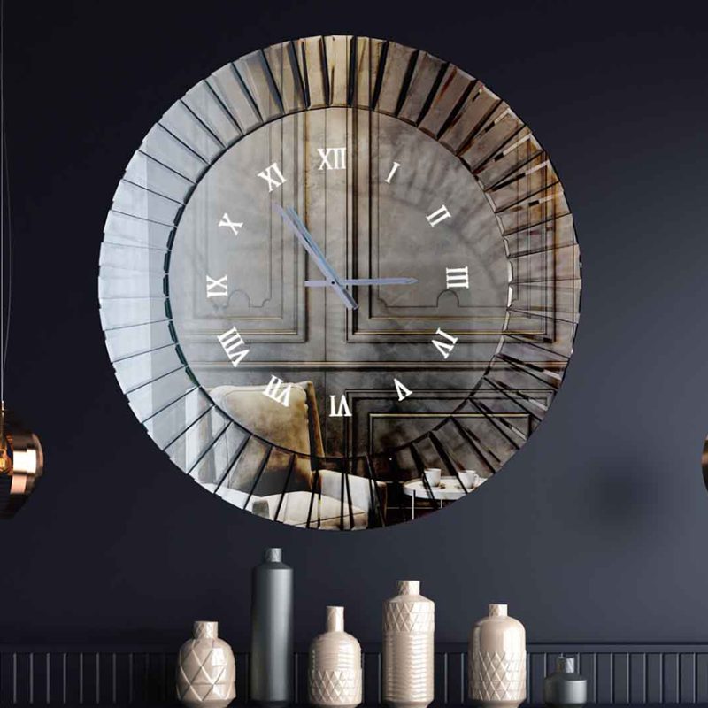 L190 Καθρέπτης Τοίχου Ρολόι Λευκό