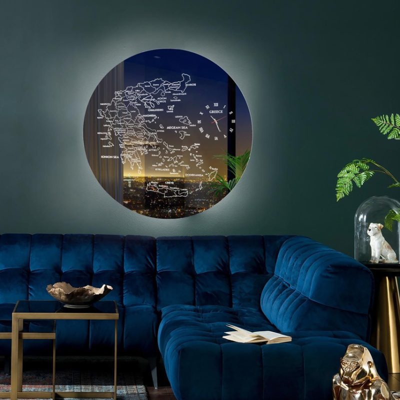 J20 Καθρέπτης Τοίχου Ρολόι Χάρτης