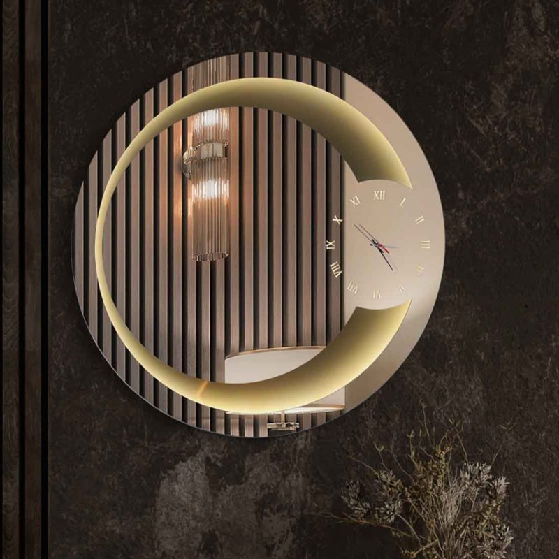 L60 Καθρέπτης Τοίχου Ρολόι Φιμέ